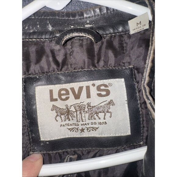 Levi's Apparel Men's Faux Leather Insulated Jacket, Black Sz Medium - Picture 6 of 11